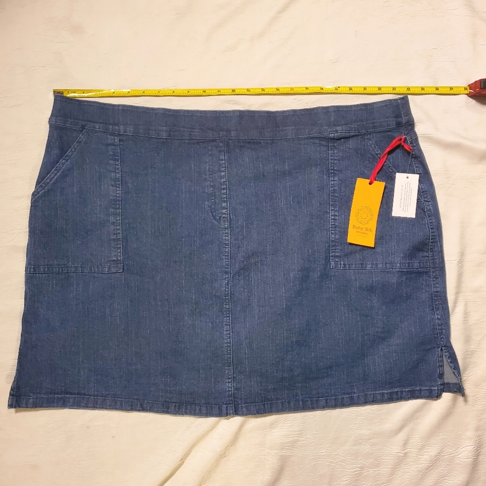 NWT RUBY RD Plus Size Stretch Lined Denim Mini Jean Skirt 22W